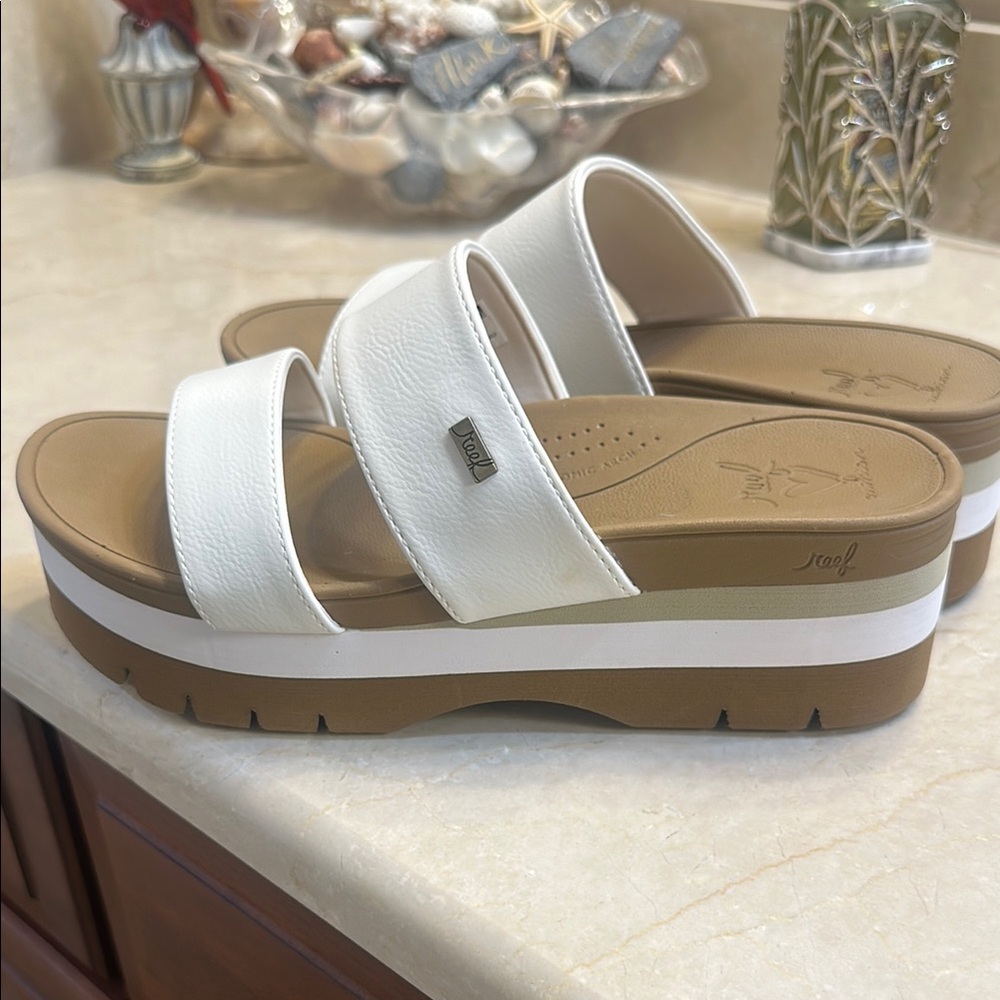 Reef white platform sandals